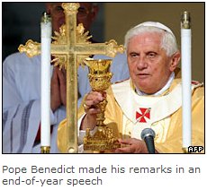 pope benedict speaks out against homosexuality